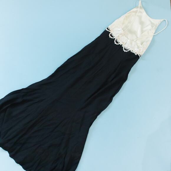 Vintage Jessica McClintock Black White Lace Formal Dress Size 3/4 Made in USA - Picture 8 of 8